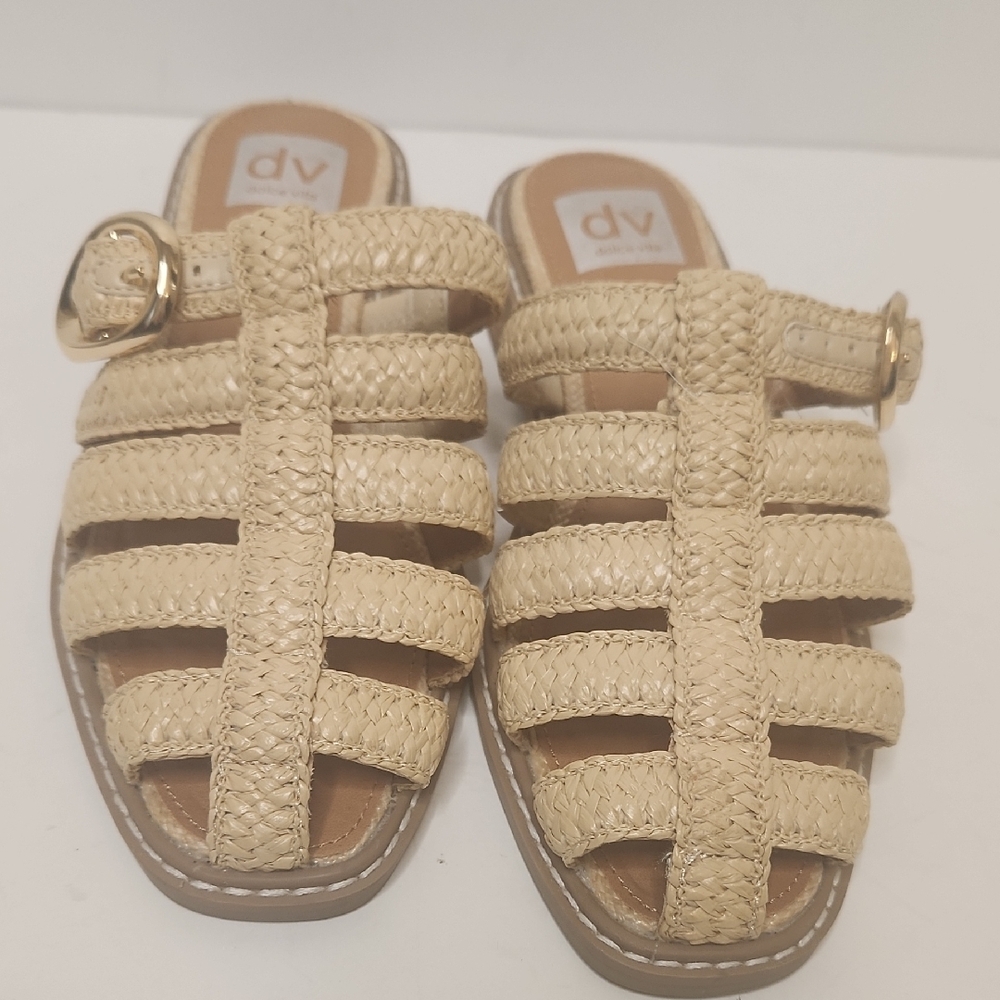 Dolce Vita Fyona Natural/Tan Fisherman Raffia Mule Strappy Sandals Size 6.5 - Picture 6 of 7